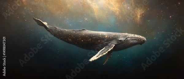 Obraz Humpback whale in deep ocean