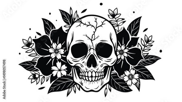 Obraz Floral Skull, Create a skull surrounded by blooming flowers