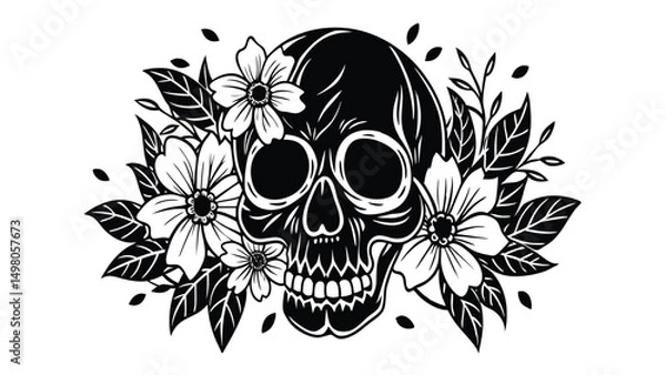 Obraz Floral Skull, Create a skull surrounded by blooming flowers