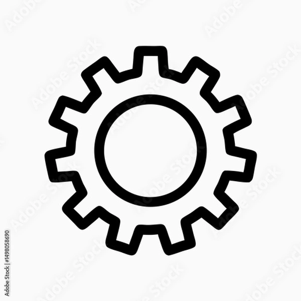 Fototapeta Simple Black Gear Icon, Cogwheel, Machine Part
