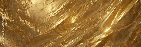 Fototapeta Metallic gold foil shimmer, abstract light patterns, design element, glow, metallic