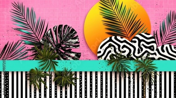Obraz A vibrant digital illustration of a tropical scene.