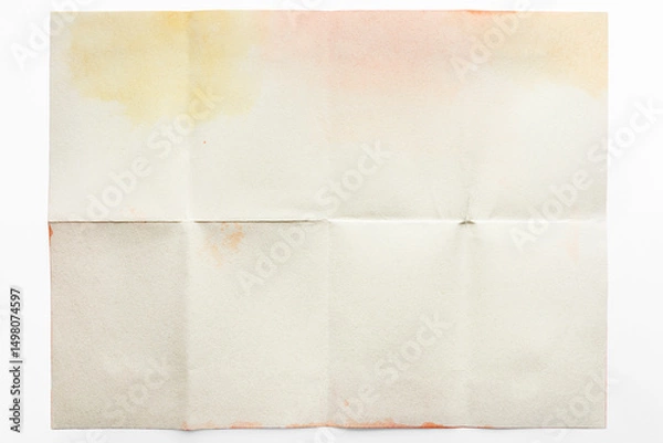 Fototapeta Blank sheet of paper folded in eight, isolated on white