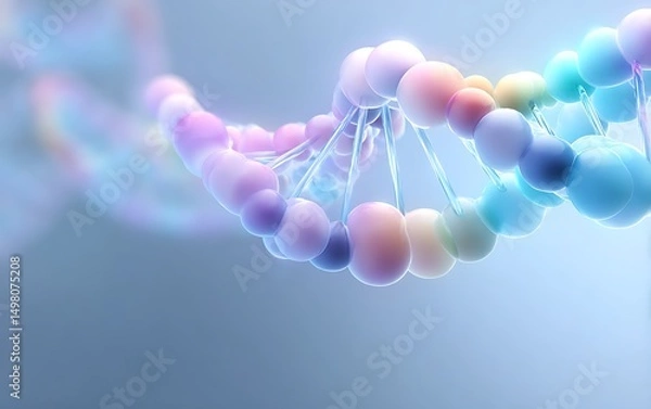 Fototapeta Stylized genetics diagram soft blended into lower left on a pale cool gradient with room for text,