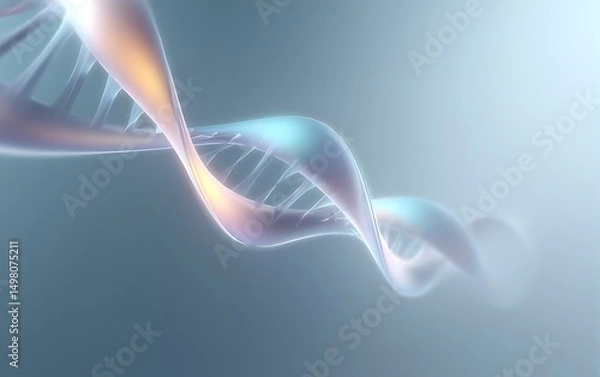 Fototapeta Stylized genetics diagram soft blended into lower left on a pale cool gradient with room for text,