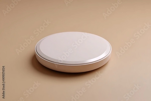 Fototapeta Wireless EEG sensor pad isolated on studio beige background with elegant spacing,