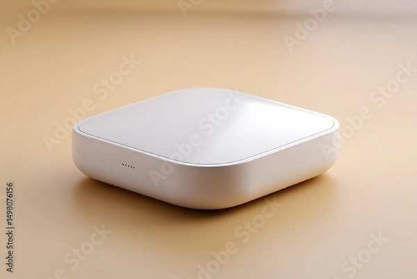 Fototapeta Wireless EEG sensor pad isolated on studio beige background with elegant spacing,