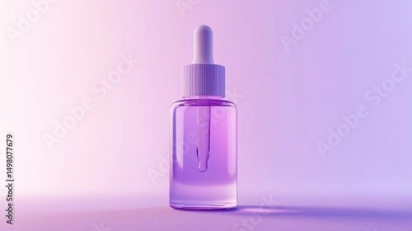 Obraz A purple droplet bottle of skincare serum against a purple gradient background