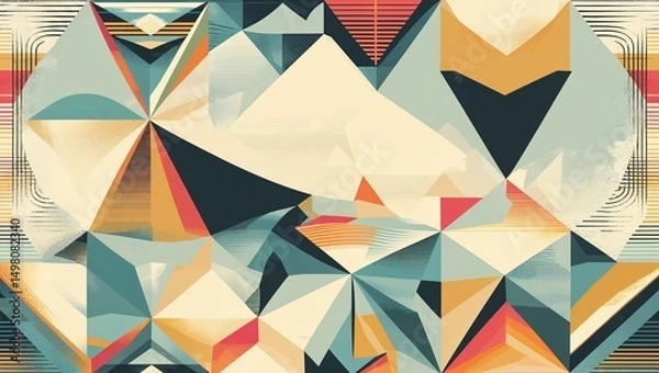 Fototapeta Retro Wavy Lines Background – 70s Vintage Abstract Design in Warm and Cool Tones , curve , background , wallpaper , image , abstract background	