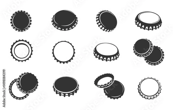 Obraz Crown caps svg, Crown caps silhouette, Bottle cap svg, Soda cap svg, Bottle cap silhouettes, Crown caps outline, Drinking bottle cap svg.