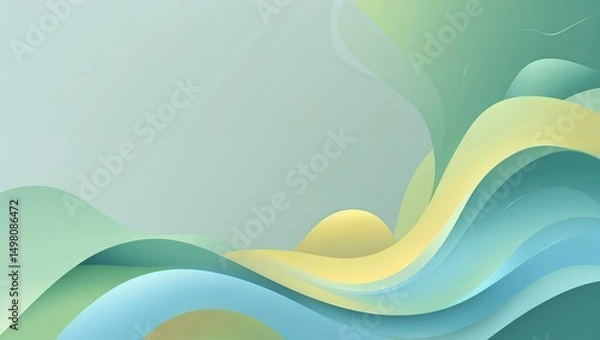Fototapeta Soothing Pastel Green Abstract   Calming Waves Representing Mental Health and Inner Peace , retro background , background wallpaper , image , photo ,wave background , calm background