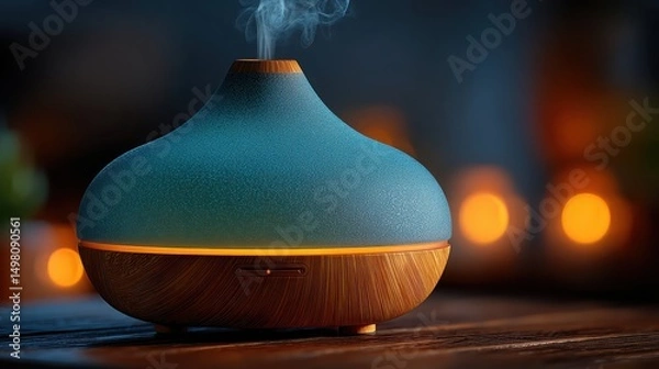 Obraz Elegant Macro Close-Up of Frosted Glass Perfume Diffuser Capturing Serenity and Modern Aromatherapy Aesthetics