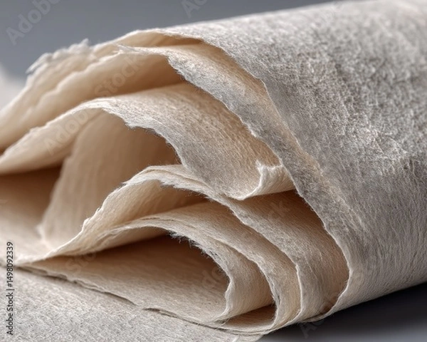Fototapeta Softly Crumpled Natural Cotton Rag Paper Sheets with Subtle Tonal Gradients Creating a Serene Atmosphere for Creative Projects