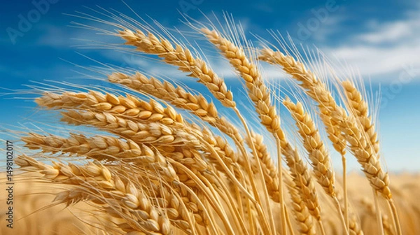 Fototapeta close-up of golden wheat in a field during golden hour