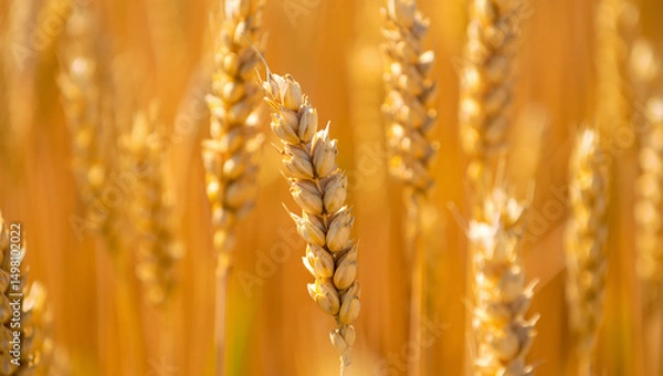 Fototapeta close-up of golden wheat in a field during golden hour