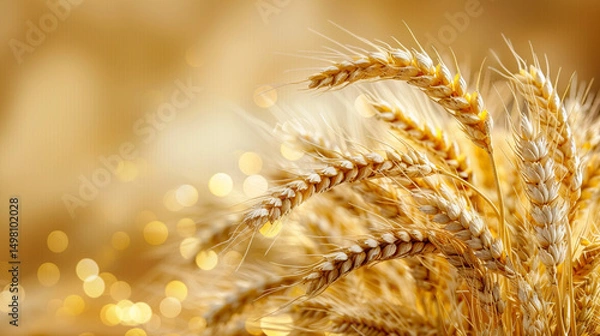 Fototapeta close-up of golden wheat in a field during golden hour