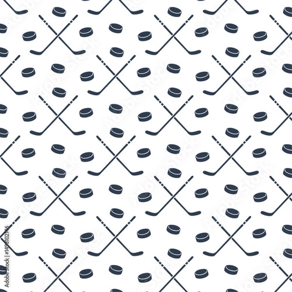 Obraz seamless pattern with hockey stick and pucks