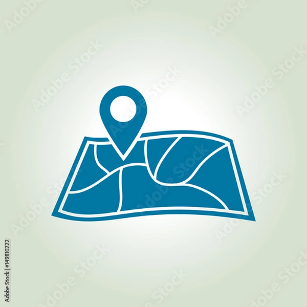 Fototapeta Map with a pin icon. Map navigation symbol.
