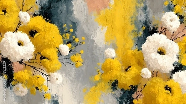 Obraz Minimalistic Abstract Artwork in Yellow Tones Featuring a Graceful Seamless Pattern and Structured Arrangement with Delicate Textures and Understated Background Ambiance