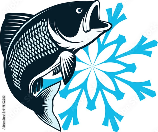 Obraz Fish and snowflake, design fresh frozen fish
