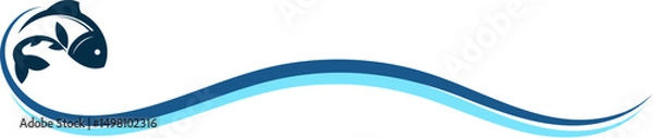 Obraz Fish silhouette on long blue wave design