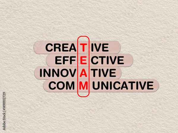 Fototapeta concept word team, crossword written on wooden stick, business team concept with copy space