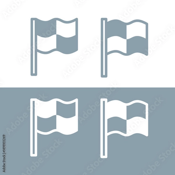 Fototapeta Racing or finish flag icon. Checkered flag, symbol of car racing, finish or victory. Checkered attribute of finishing work or race.