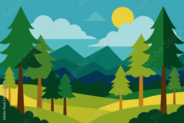 Obraz landscape with trees and mountains