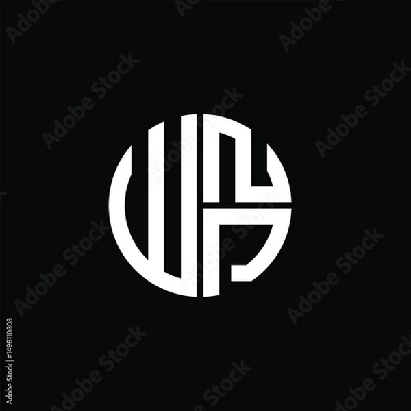 Fototapeta WNP logo WNP icon WNP monogram WNP letter minimalist Circle flat Unique modern abstract logo design.