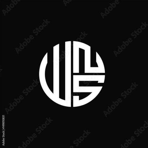Fototapeta WNS logo WNS icon WNS monogram WNS letter minimalist Circle flat Unique modern abstract logo design.
