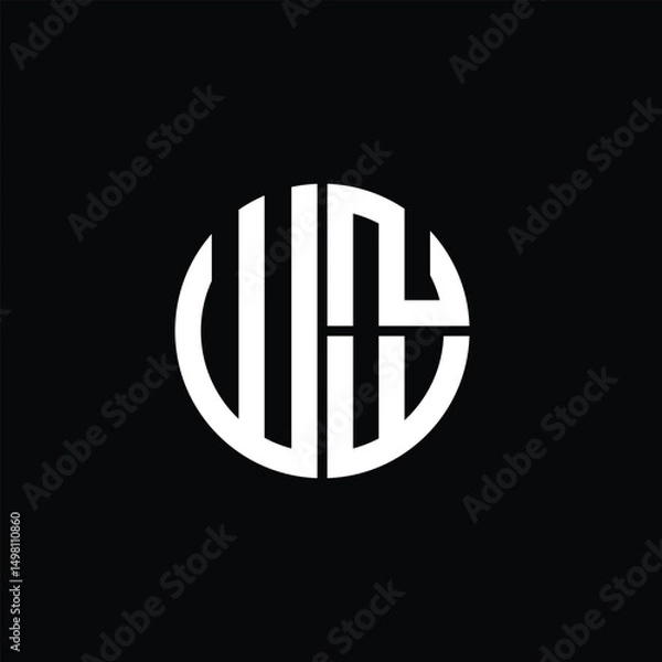 Fototapeta WNW logo WNW icon WNW monogram WNW letter minimalist Circle flat Unique modern abstract logo design.