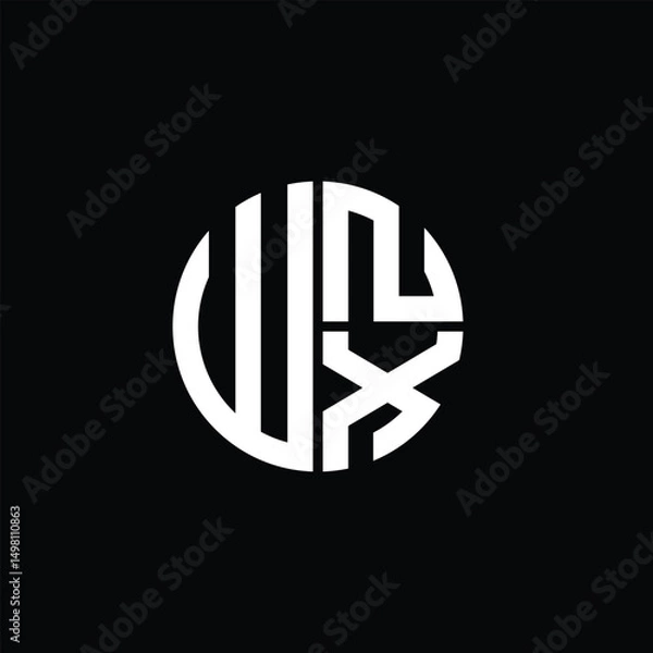 Fototapeta WNX logo WNX icon WNX monogram WNX letter minimalist Circle flat Unique modern abstract logo design.