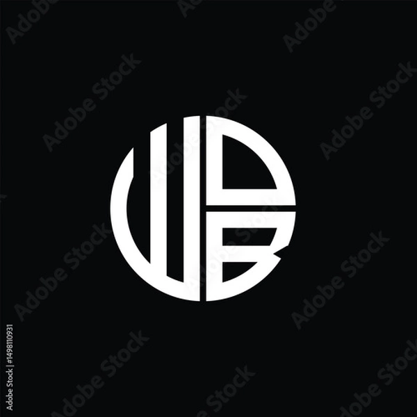 Fototapeta WOB logo WOB icon WOB monogram WOB letter minimalist Circle flat Unique modern abstract logo design.