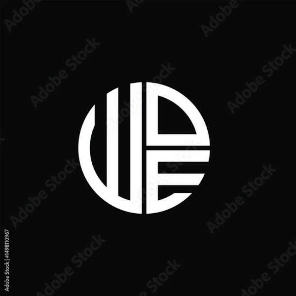 Fototapeta WOE logo WOE icon WOE monogram WOE letter minimalist Circle flat Unique modern abstract logo design.