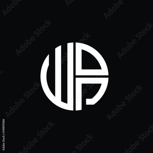 Fototapeta WOP logo WOP icon WOP monogram WOP letter minimalist Circle flat Unique modern abstract logo design.
