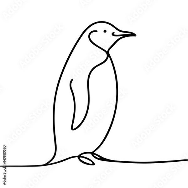 Obraz Line art drawing of a penguin standing gracefully  
