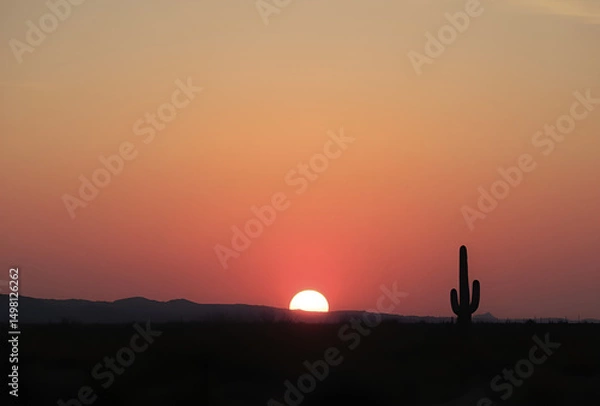 Fototapeta Sun dips below the horizon, casting warm light across the tranquil lake as a couple enjoys the serene evening landscape, Generative AI