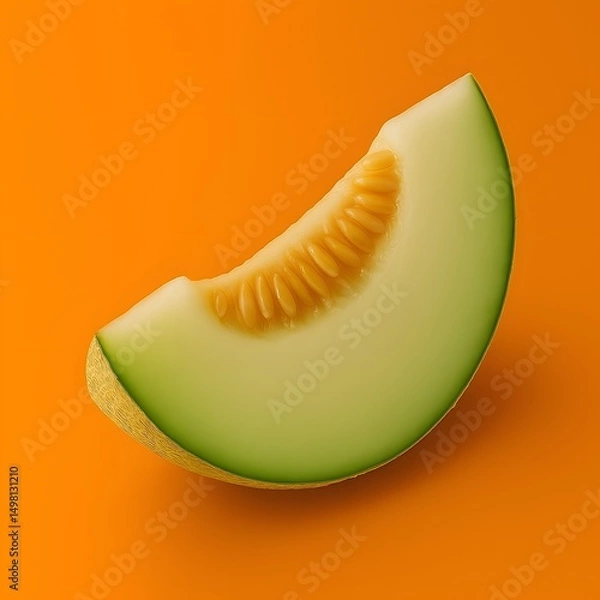 Fototapeta A vibrant image showcasing a single, juicy slice of ripe melon, perfectly capturing the refreshing essence of summer. The close-up shot highlights the melon's texture.