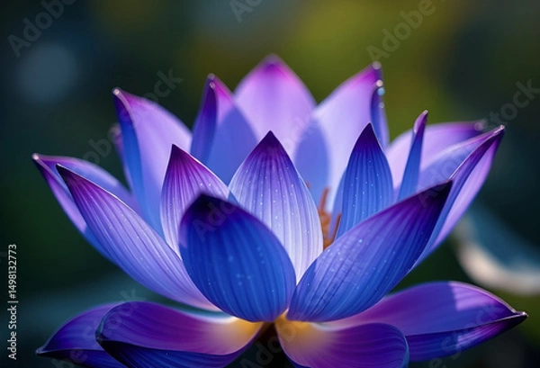 Fototapeta Close up of purple lotus water lily in bloom, Generative AI