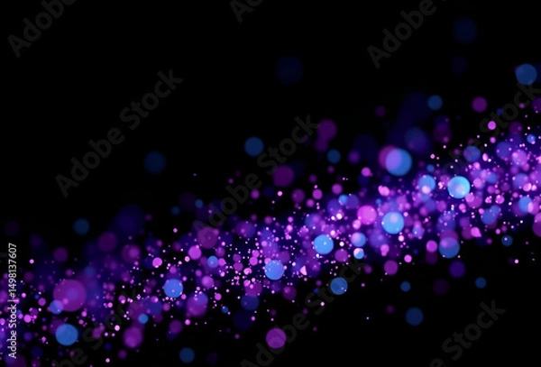 Fototapeta Bright blue bubbles glow in an abstract, colorful night design, perfect for a festive party backdrop, Generative AI