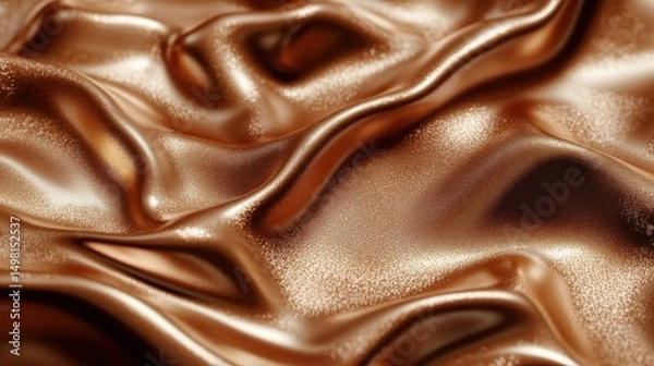 Fototapeta Shimmering Copper Satin Fabric with Smooth Waves and Textures