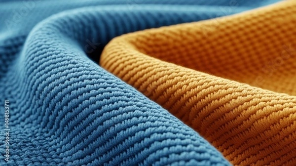 Fototapeta Textured Blue and Orange Fabric Background for Creative Projects