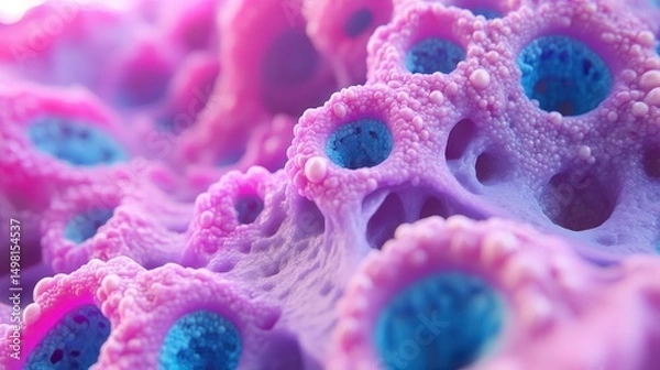 Fototapeta Vibrant Close-Up of Abstract Textured Surface in Pink and Blue Tones