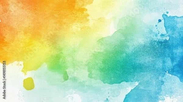 Fototapeta Vibrant Watercolor Abstract Background in Warm and Cool Tones