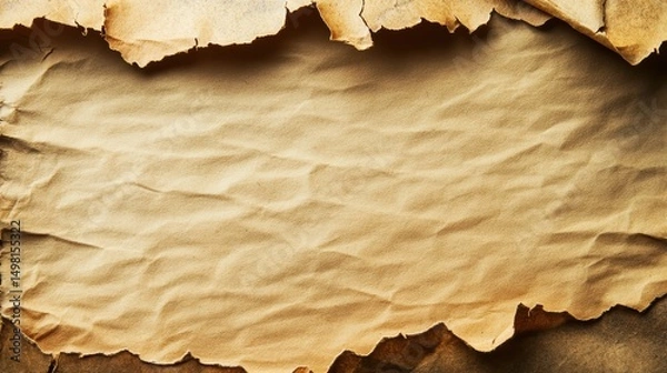 Fototapeta Vintage Crumpled Paper Texture with Torn Edges for Creative Projects
