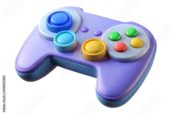 Fototapeta Vibrant 3d render of a gaming controller with playful colors and rounded shapes