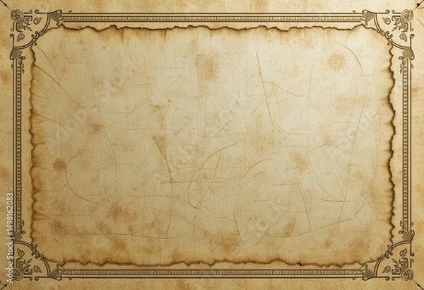 Obraz Antique parchment with intricate borders and subtle markings as historical backdrop