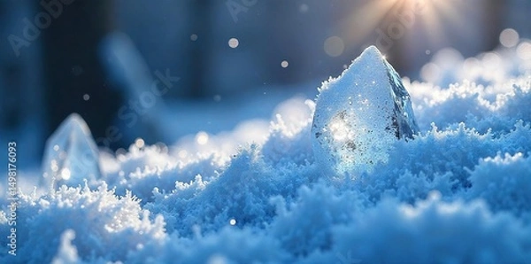 Fototapeta Shimmering ice crystals glisten with a cold, ethereal beauty, reflecting the frosty winter light  A captivating blend of sparkle and chill  , ice,  frozen,  glitter