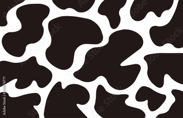 Fototapeta 牧場、農場にいる牛のホルスタインの黒の柄、模様のイラストでデザインしたベクターの背景、壁紙