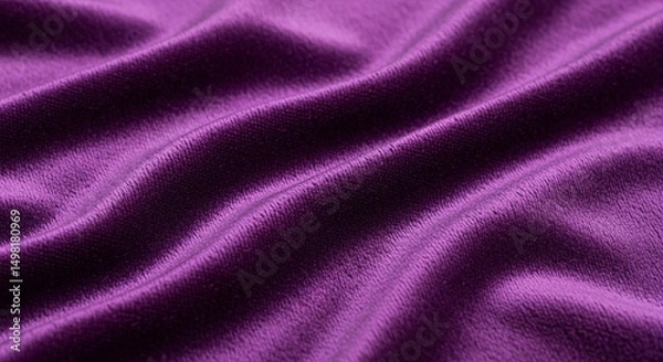 Obraz Close up of luxurious vibrant purple velvet fabric texture background with elegant soft folds